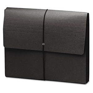 Smead Extra-Wide Expanding Wallets with Elastic Cord, 5.25" Expansion, 1 Section, Elastic Cord Closure, Letter Size, Black, 10/Box View Product Image