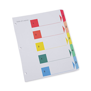 Universal Deluxe Table of Contents Dividers for Printers, 5-Tab, 1 to 5; Table Of Contents, 11 x 8.5, White, 6 Sets View Product Image
