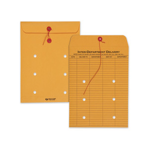 Quality Park Brown Kraft String/Button Interoffice Envelope, #90, One-Sided Five-Column Format, 31-Entries, 9 x 12, Brown Kraft, 100/CT (QUA63462) View Product Image