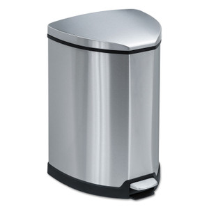Safco Step-On Receptacle, 4 gal, Stainless Steel, Chrome/Black (SAF9685SS) View Product Image