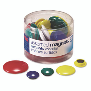 Officemate Assorted Magnets, Circles, Assorted Sizes and Colors, 30/Tub View Product Image