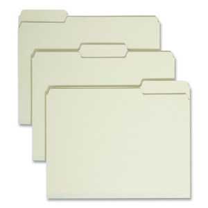 Smead Expanding Recycled Heavy Pressboard Folders, 1/3-Cut Tabs: Assorted, Letter Size, 1" Expansion, Gray-Green, 25/Box View Product Image