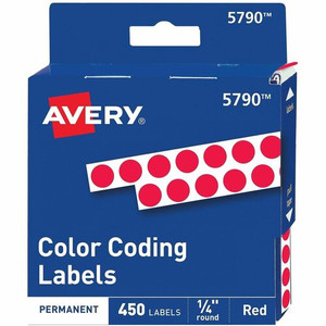 Avery 1/4" Color-Coding Labels - 1/4" Diameter - Permanent Adhesive - Round - Red - Self-adhesive Product Image 