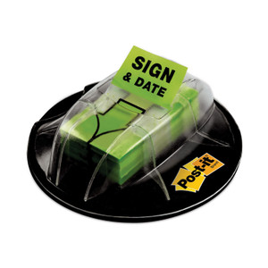 Post-it Flags Page Flags in Dispenser, "Sign and Date", Bright Green, 200 Flags/Dispenser (MMM680HVSD) View Product Image