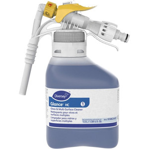 Diversey Glance HC Glass/MultiSurface Cleaner - Ready-To-Use/Concentrate - 50.7 fl oz (1.6 quart) - Ammonia Scent - Quick Drying, Streak-free - Blue Product Image 