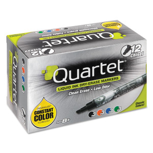 Quartet EnduraGlide Dry Erase Marker, Broad Chisel Tip, Four Assorted Colors, 12/Set View Product Image