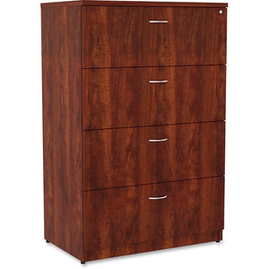 Lorell Essentials Series 4-Drawer Lateral File - x 1" Thickness Top, 54.8" Height x 35.5" Width x 22" Depth - 4 x File Drawer(s) - Finish: Cherry Laminate Product Image 