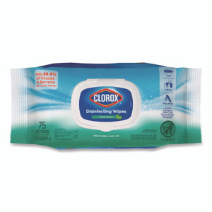 Clorox Disinfecting Cleaning Wipes, Flex Pack, 1-Ply, 8 x 7, Fresh Scent, White, 75 Towels/Box View Product Image