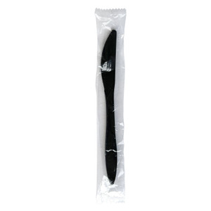 Boardwalk Mediumweight Wrapped Polypropylene Cutlery, Knife, Plastic, Black, 1,000/Carton View Product Image