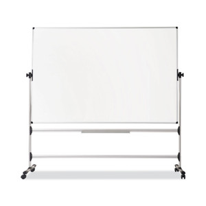 MasterVision Earth Silver Easy Clean Mobile Revolver Dry Erase Boards, 36" x 48", White Surface, Natural Steel Frame View Product Image