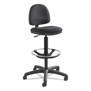 Safco Precision Extended-Height Swivel Stool, Adjustable Footring, Supports Up to 250 lb, 23" to 33" Seat Height, Black Fabric (SAF3401BL) View Product Image