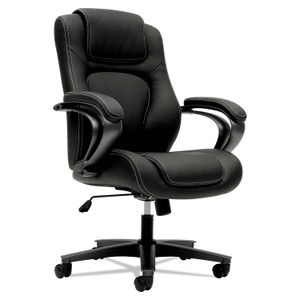 HON HVL402 Series Executive High-Back Chair, Supports Up to 250 lb, 17" to 21" Seat Height, Black Seat/Back, Iron Gray Base (BSXVL402EN11) View Product Image