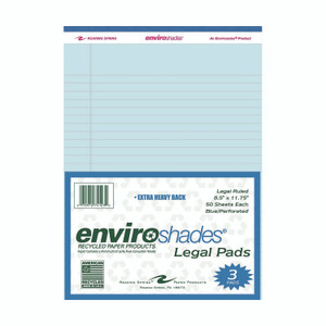 Roaring Spring Enviroshades Legal Notepads, 50 Blue 8.5 x 11 Sheets, 3/Pack View Product Image