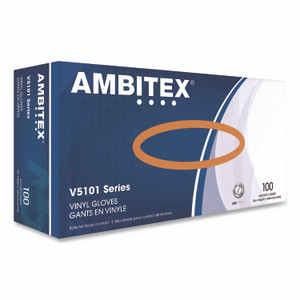 AMBITEX V5101 Series Latex-Free Powdered Vinyl Gloves, 3 mil, X-Large, Clear, 100/Box View Product Image