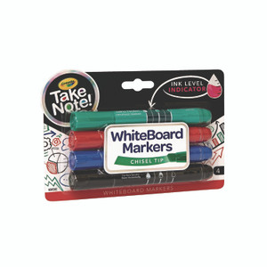 Crayola Take Note Dry Erase Markers, Chisel Tip, Assorted Colors, 4/Set View Product Image
