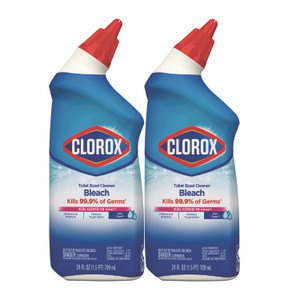Clorox Disinfecting Toilet Bowl Cleaner with Bleach, Rain Clean Scent, 24 oz Bottle, 2/Pack View Product Image
