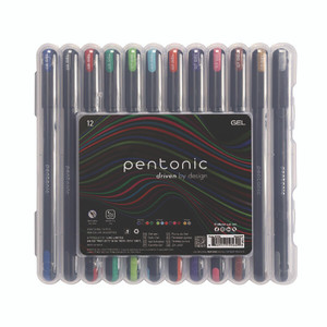 TOPS PENTONIC Gel Pen, Stick, Assorted Point Sizes, Assorted Ink Colors, Black Barrel, 12/Pack View Product Image