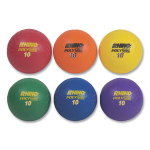 Champion Sports Rhino Playground Ball Set, 10" Diameter, Rubber, Assorted Colors, 6/Set View Product Image