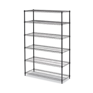 Alera NSF Certified 6-Shelf Wire Shelving Kit, 48w x 18d x 72h, Black Anthracite (ALESW664818BA) View Product Image