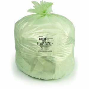Heritage BioTuf Trash Bag - 64 gal Capacity - 47" Width x 60" Depth x 1 mil (25 Micron) Thickness - Green - Bioplast - Can, Food Waste, Industrial Product Image 