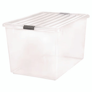 IRIS 132 Qt. Latch Lid Storage Box, 20.9" x 28.8" x 17.8", Clear/Black View Product Image
