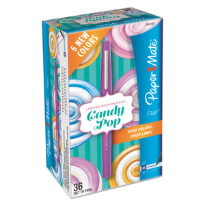 Paper Mate Flair Candy Pop Porous Point Pen, Stick, Medium 0.7 mm, Assorted Ink and Barrel Colors, 36/Pack (PAP1984556) View Product Image