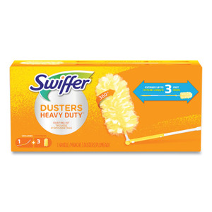 Swiffer Heavy Duty Dusters with Extendable Handle, 14" to 3 ft Handle, 1 Handle and 3 Dusters/Kit (PGC82074) View Product Image