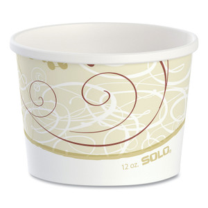 SOLO Double Poly Paper Food Containers, 12 oz, 3.6" Diameter x 3.3" h, Symphony Design, 25/Pack, 20 Packs/Carton View Product Image