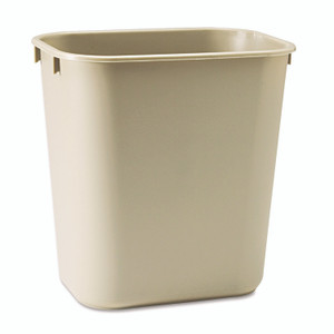 Rubbermaid Commercial Deskside Plastic Wastebasket, 3.5 gal, Plastic, Beige View Product Image