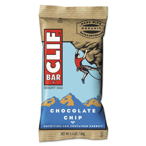 CLIF Bar Energy Bar, Chocolate Chip, 2.4 oz, 12/Box (CBC160004) View Product Image