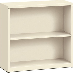 HON Brigade Steel Bookcase | 2 Shelves | 34-1/2"W | Putty Finish - 2 Shelf(ves) - 29" Height x 34.50" Width x 12.62" Depth - Adjustable Shelf, Reinforced, Welded, Durable, Compact - Steel Product Image 