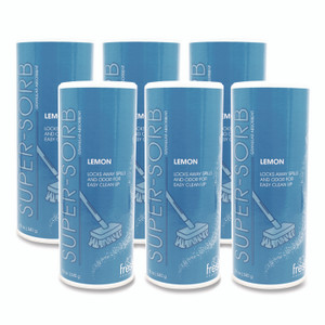 Fresh Products Super-Sorb Liquid Spill Absorbent, Lemon Scent, 720 oz Absorbing Volume, 12 oz Shaker Can, 6/Box View Product Image