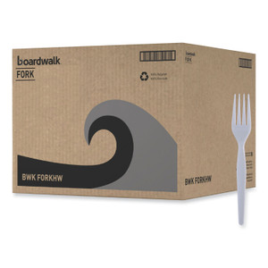 Boardwalk Heavyweight Polystyrene Cutlery, Fork, Plastic, White, 1,000/Carton View Product Image