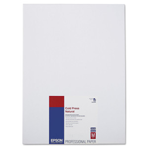 Epson Cold Press Fine Art Paper, 21 mil, 13 x 19, Textured Matte Natural, 25/Pack View Product Image