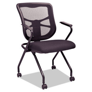 Alera Elusion Mesh Nesting Chairs with Padded Arms, Supports Up to 275 lb, 18.11" Seat Height, Black, 2/Carton View Product Image