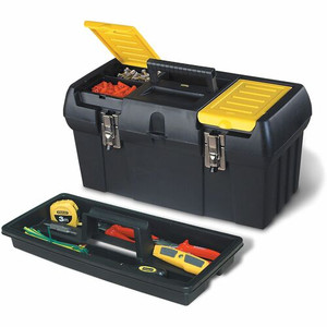 Stanley Series 2000 Tool Box - External Dimensions: 10" Width x 19" Depth x 10" Height - Latching Closure - Rubber - Black - For Tool Product Image 