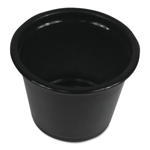 Boardwalk Souffle/Portion Cups, 1 oz, Polypropylene, Black, 20 Cups/Sleeve, 125 Sleeves/Carton (BWKPRTN1BL) View Product Image