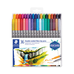 Staedtler Double Ended Markers, Assorted Bullet Tips, Assorted Colors, 36/Pack (STD3200TB36) View Product Image