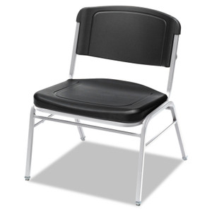Iceberg Rough n Ready Wide-Format Big and Tall Stack Chair, Supports 500lb, 18.5" Seat Height, Black Seat/Back, Silver Base, 4/Carton (ICE64121) View Product Image