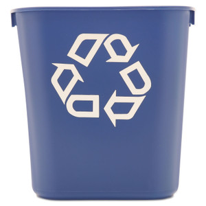 Rubbermaid Commercial Deskside Recycling Container, Small, 13.63 qt, Plastic, Blue View Product Image