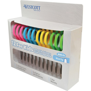 Westcott Teachers 5" Kids Soft Handle Blunt Scissors - 5" Overall Length - Straight-left/right - Stainless Steel - Blunted Tip - Assorted Product Image 