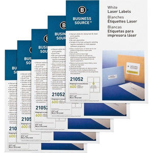 Business Source Bright White Premium-quality Address Labels - 3 1/3" Width x 4" Length - Permanent Adhesive - Rectangle - Laser, Inkjet - White - (BSN21052CT) Product Image 