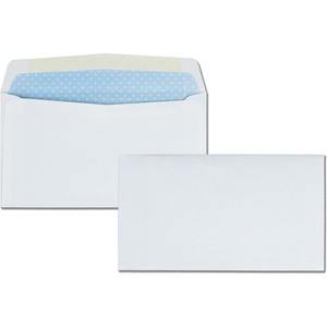 Quality Park No. 6-3/4 Security Tinted Envelopes with Gummed Closure - Security - #6 3/4 - 3 5/8" Width x 6 1/2" Length - 24 lb - White Product Image 