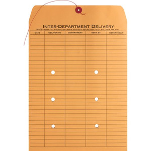 Business Source 2-sided Inter-Department Envelopes - Inter-department - 10" Width x 13" Length - 28 lb - String/Button - Kraft Product Image 