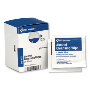 First Aid Only SmartCompliance Alcohol Cleansing Pads, 20/Box (FAOFAE4001) View Product Image