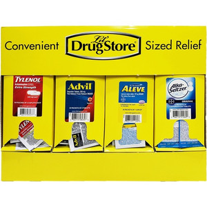 Lil' Drug Store Grab N' Go Display Medicine Dispenser - 10.8" Height x 16.5" Width x 2.3" Depth - Cardboard Case Product Image 