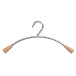 Alba Metal and Wood Coat Hangers, 16.8", Metallic Gray/Mahogany, 6/Set (ABAPMCIN6) View Product Image