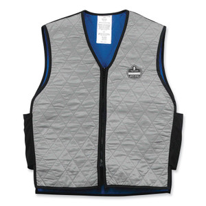ergodyne Chill-Its 6665 Embedded Polymer Cooling Vest with Zipper, Nylon/Polymer, 3X-Large, Gray View Product Image