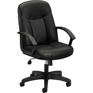 HON High-Back Executive Chair | Center-Tilt | Fixed Arms | Black SofThread Leather - Black Seat Color - Leather Seat Material - Black Back Color - Leather Back Material - Black Frame Color Product Image 