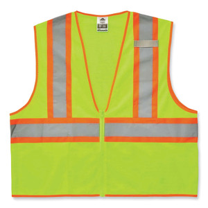 ergodyne GloWear 8229Z Class 2 Economy Two-Tone Zipper Vest, Polyester, Small/Medium, Lime View Product Image